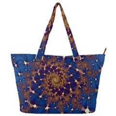 Fractal Spiral Art Pattern Blue Design Full Print Shoulder Bag by Ravend