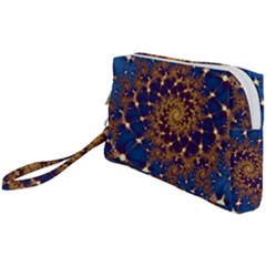 Fractal Spiral Art Pattern Blue Design Wristlet Pouch Bag (small) by Ravend