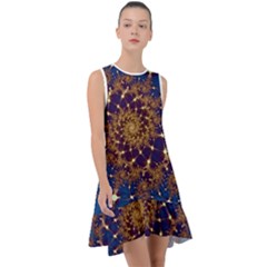 Fractal Spiral Art Pattern Blue Design Frill Swing Dress by Ravend