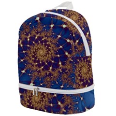 Fractal Spiral Art Pattern Blue Design Zip Bottom Backpack by Ravend