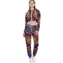 Fractal Spiral Art Pattern Blue Design Cropped Zip Up Lounge Set View1