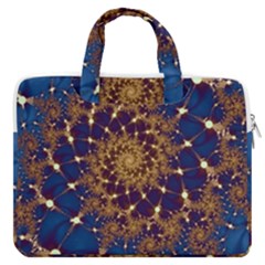 Fractal Spiral Art Pattern Blue Design Macbook Pro 13  Double Pocket Laptop Bag by Ravend