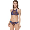 Fractal Spiral Art Pattern Blue Design Banded Triangle Bikini Set View1