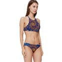 Fractal Spiral Art Pattern Blue Design Banded Triangle Bikini Set View3