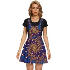 Fractal Spiral Art Pattern Blue Design Apron Dress by Ravend