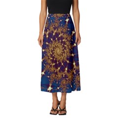 Fractal Spiral Art Pattern Blue Design Classic Midi Chiffon Skirt by Ravend