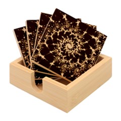 Fractal Spiral Art Pattern Blue Design Bamboo Coaster Set by Ravend