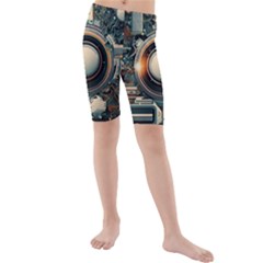 Illustrations Technology Robot Internet Processor Kids  Mid Length Swim Shorts by Ravend