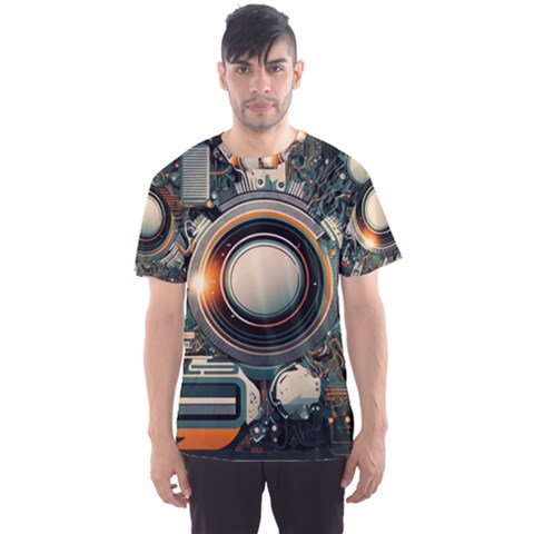 Illustrations Technology Robot Internet Processor Men s Sport Mesh Tee by Ravend