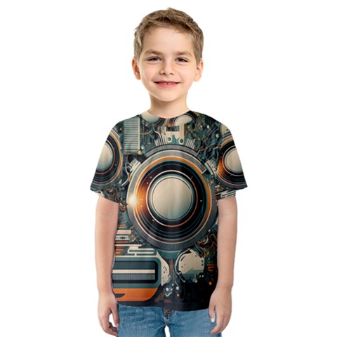 Illustrations Technology Robot Internet Processor Kids  Sport Mesh Tee by Ravend