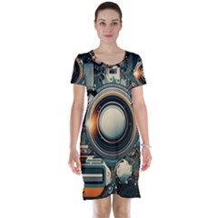 Illustrations Technology Robot Internet Processor Short Sleeve Nightdress by Ravend