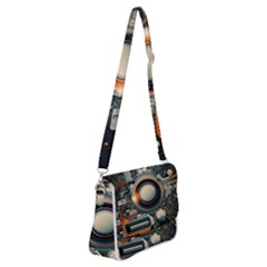 Illustrations Technology Robot Internet Processor Shoulder Bag With Back Zipper by Ravend