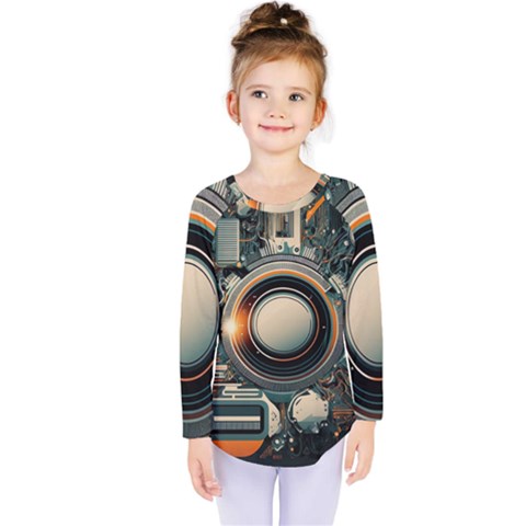 Illustrations Technology Robot Internet Processor Kids  Long Sleeve Tee by Ravend