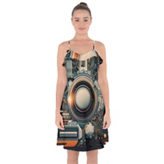 Illustrations Technology Robot Internet Processor Ruffle Detail Chiffon Dress by Ravend