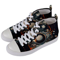 Illustrations Technology Robot Internet Processor Women s Mid-top Canvas Sneakers by Ravend