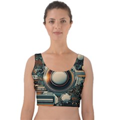 Illustrations Technology Robot Internet Processor Velvet Crop Top by Ravend