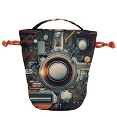 Illustrations Technology Robot Internet Processor Drawstring Bucket Bag by Ravend