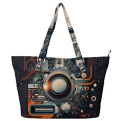 Illustrations Technology Robot Internet Processor Full Print Shoulder Bag