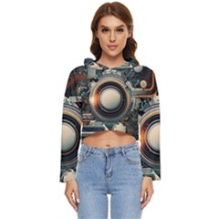 Illustrations Technology Robot Internet Processor Women s Lightweight Cropped Hoodie by Ravend