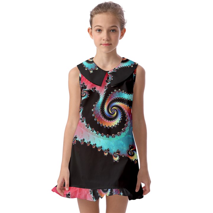 Fractals Abstract Art Digital Art Abstract Art Kids  Pilgrim Collar Ruffle Hem Dress