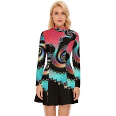 Fractals Abstract Art Digital Art Abstract Art Long Sleeve Velour Longline Dress by Ravend