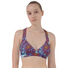 Fractals Abstract Art Cyan Spiral Vortex Pattern Sweetheart Sports Bra by Ravend