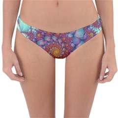 Fractals Abstract Art Cyan Spiral Vortex Pattern Reversible Hipster Bikini Bottoms