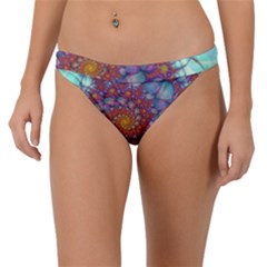 Fractals Abstract Art Cyan Spiral Vortex Pattern Band Bikini Bottoms by Ravend