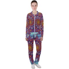 Fractals Abstract Art Cyan Spiral Vortex Pattern Casual Jacket And Pants Set by Ravend