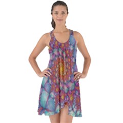 Fractals Abstract Art Cyan Spiral Vortex Pattern Show Some Back Chiffon Dress by Ravend