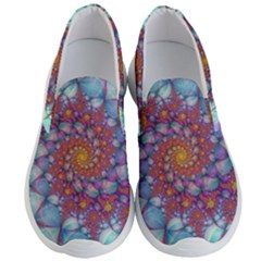 Fractals Abstract Art Cyan Spiral Vortex Pattern Men s Lightweight Slip Ons by Ravend