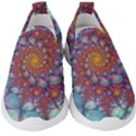 Fractals Abstract Art Cyan Spiral Vortex Pattern Kids  Slip On Sneakers View1