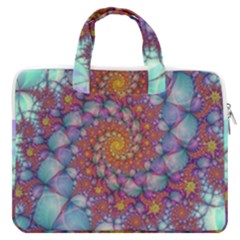 Fractals Abstract Art Cyan Spiral Vortex Pattern Macbook Pro 13  Double Pocket Laptop Bag by Ravend