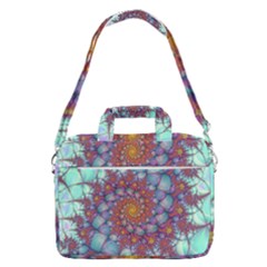 Fractals Abstract Art Cyan Spiral Vortex Pattern Macbook Pro 16  Shoulder Laptop Bag by Ravend