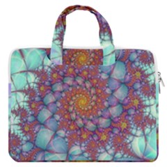 Fractals Abstract Art Cyan Spiral Vortex Pattern Macbook Pro 16  Double Pocket Laptop Bag  by Ravend