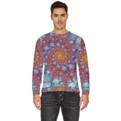 Fractals Abstract Art Cyan Spiral Vortex Pattern Men s Fleece Sweatshirt by Ravend