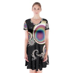 Fractal Math Abstract Abstract Art Digital Art Short Sleeve V-neck Flare Dress by Ravend