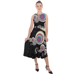 Fractal Math Abstract Abstract Art Digital Art Midi Tie-back Chiffon Dress by Ravend