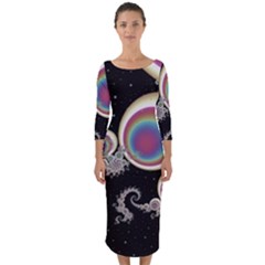 Fractal Math Abstract Abstract Art Digital Art Quarter Sleeve Midi Bodycon Dress by Ravend