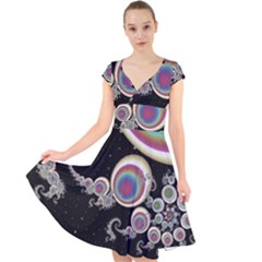 Fractal Math Abstract Abstract Art Digital Art Cap Sleeve Front Wrap Midi Dress by Ravend