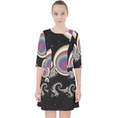 Fractal Math Abstract Abstract Art Digital Art Quarter Sleeve Pocket Dress by Ravend