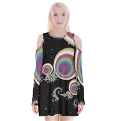 Fractal Math Abstract Abstract Art Digital Art Velvet Long Sleeve Shoulder Cutout Dress by Ravend