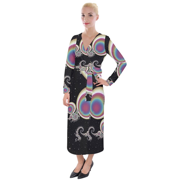 Fractal Math Abstract Abstract Art Digital Art Velvet Maxi Wrap Dress