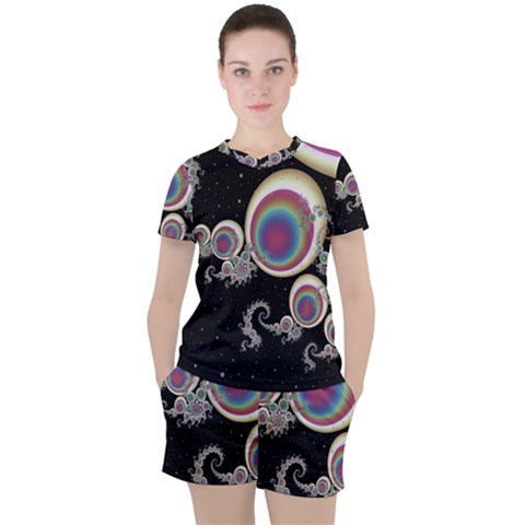 Fractal Math Abstract Abstract Art Digital Art Women s Tee And Shorts Set by Ravend