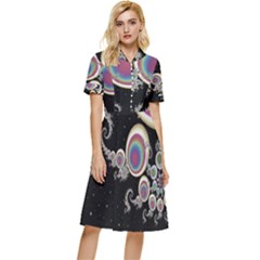 Fractal Math Abstract Abstract Art Digital Art Button Top Knee Length Dress by Ravend