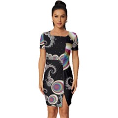 Fractal Math Abstract Abstract Art Digital Art Fitted Knot Split End Bodycon Dress by Ravend