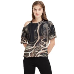 Tree Nature Landscape Forest One Shoulder Cut Out Tee by Ravend