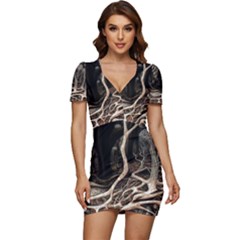 Tree Nature Landscape Forest Low Cut Cap Sleeve Mini Dress by Ravend