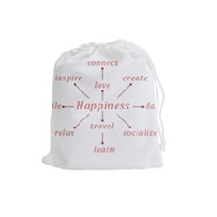 Happiness Typographic Style Concept Drawstring Pouch (large) by dflcprintsclothing