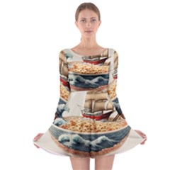 Ai Generated Noodles Pirate Chinese Food Food Long Sleeve Skater Dress by danenraven